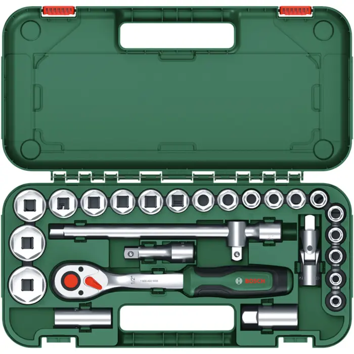 Bosch Powertools 1/2" ratchet set with socket wrenches, 25 pieces (green, torque up to 768 Nm, in case)