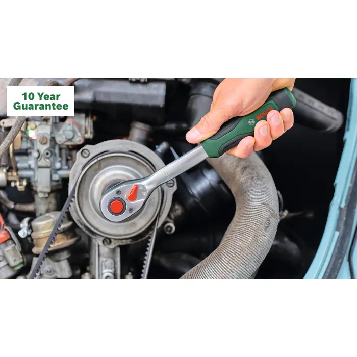 Bosch Powertools 1/4" + 1/2" ratchet set with socket wrenches, 60 pieces (green, torque up to 768 Nm, in case)