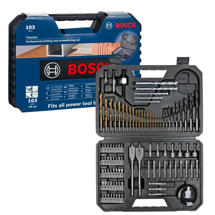 Bosch Powertools BOSCH Titanium Pro drill/screwdriver/bit set 103 pieces