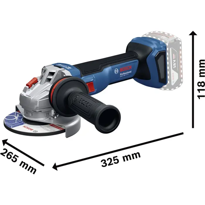 Bosch Powertools cordless angle grinder GWS 18V-11 S Professional solo, 18Volt (blue, without battery and charger, in L-BOXX)