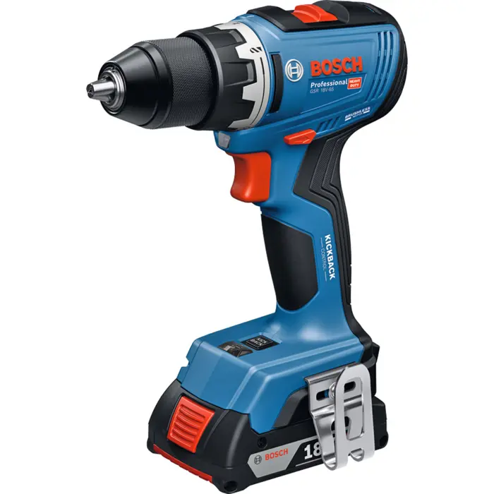 Bosch Powertools Cordless drill driver GSR 18V-65 Professional, 18Volt (blue, 2x Li-Ion battery GBA18V 2,0Ah, in L-Case)