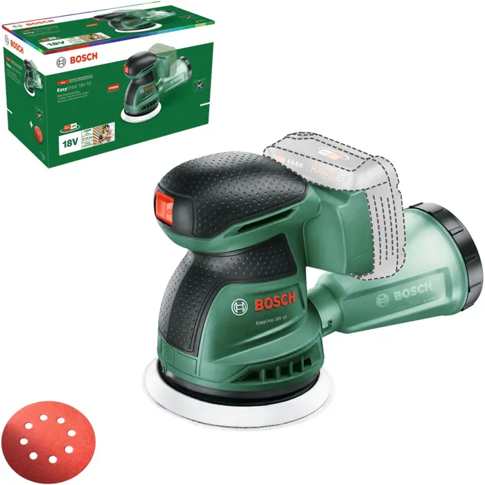 Bosch Powertools cordless eccentric sander EasyOrbit 18V-10 solo, 18Volt (green, without battery and charger, POWER FOR ALL ALLIANCE)