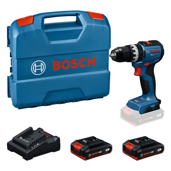 Bosch Powertools cordless impact drill GSB18V-52 with 2 batteries 18 volts 2.0 amp hours in L-case (kit)