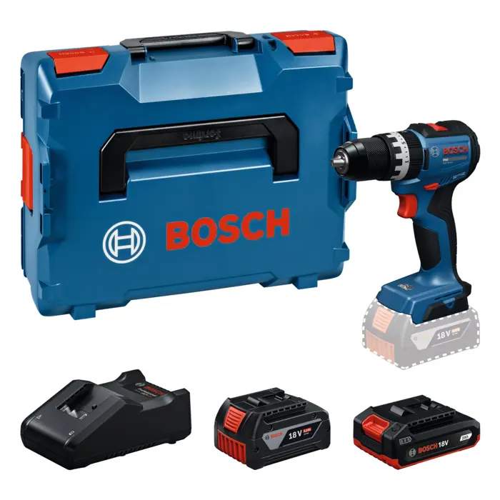 Bosch Powertools cordless impact drill GSB18V-52 with 2 batteries 18 volts in L-BOXX (retail)