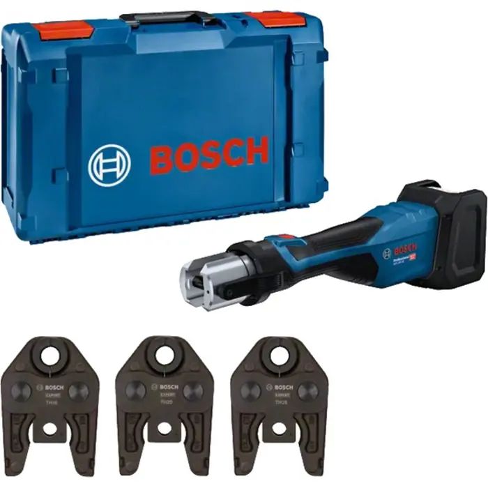 Bosch Powertools cordless pressing tool GPT 18V-32 Professional solo, 18Volt, Kit TH (blue, without battery and charger, 3 pressing jaws standard TH, in L-BOXX)