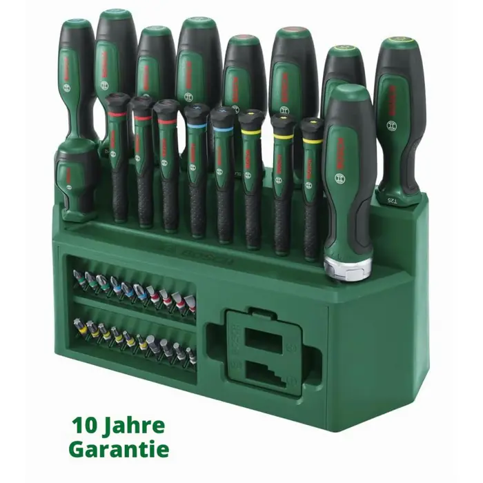Bosch Powertools Screwdriver Set Mixed, 39-piece (green/black, with practical stand)
