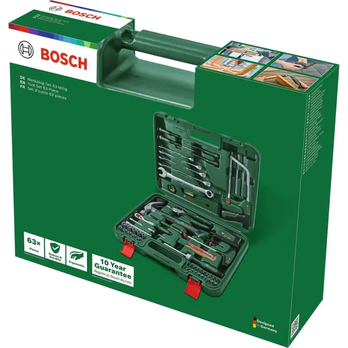 Bosch Powertools tool set, 63 pieces (green, with tool case)
