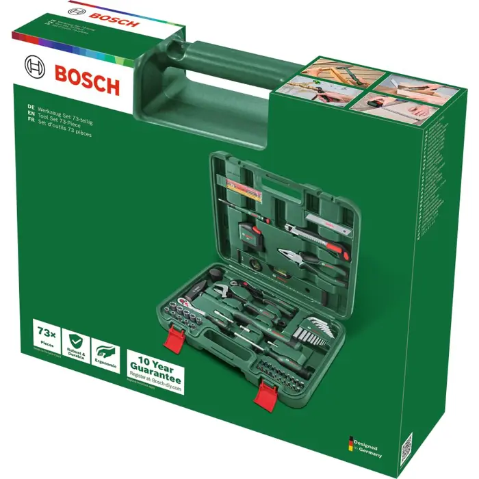 Bosch Powertools tool set, 73 pieces (green, with tool case)
