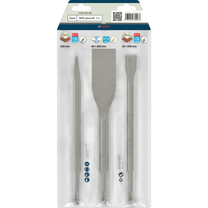 Bosch SDS-plus chisel set 3 pieces. Long Life - 2607019159
