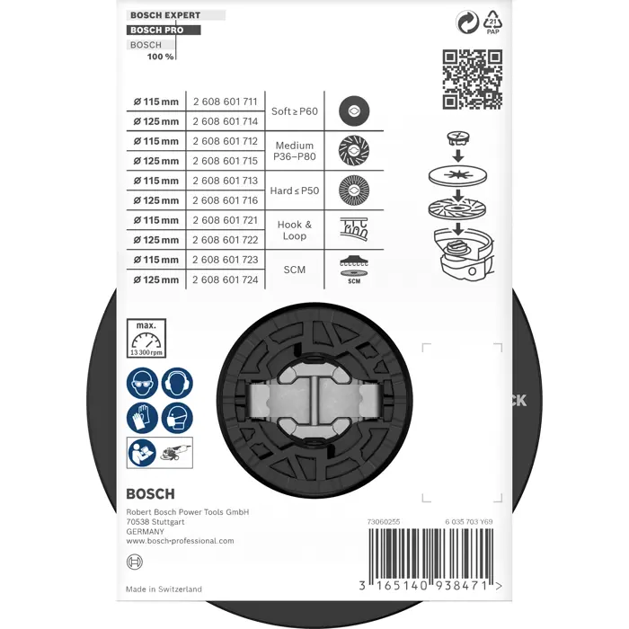 Bosch X-LOCK backing pad soft, O 115mm, sanding pad