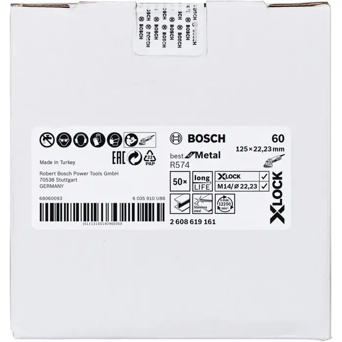 Bosch X-LOCK fiber disc R574 Best for Metal 125mm, grinding disc (O 125mm, K 60)