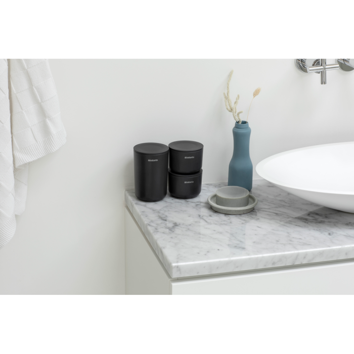 Brabantia set of 3 pots for the bathroom, gray