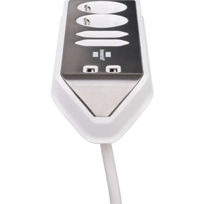 Brennenstuhl estilo corner power strip 4-way (white/stainless steel, 2x USB)
