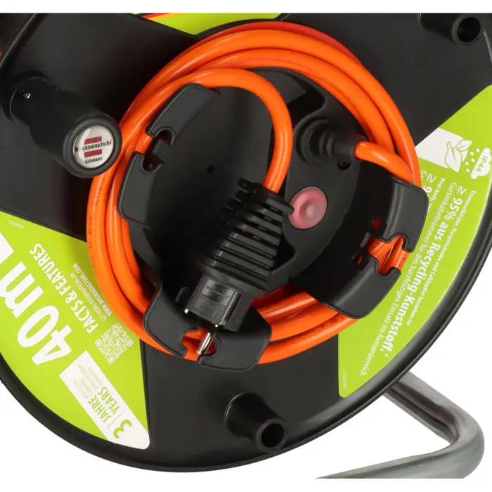 Brennenstuhl Garant G Bretec IP44 garden cable reel, 1 connection (black/orange, 38 + 2 meters)