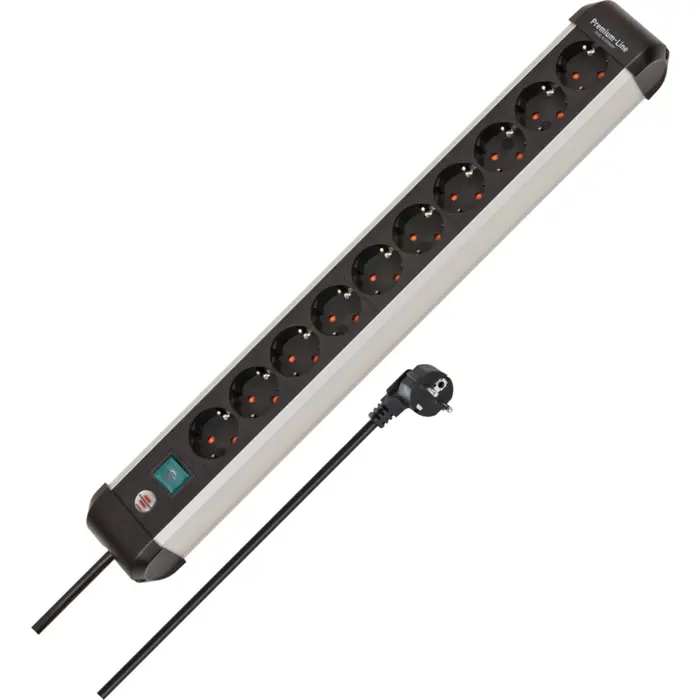 Brennenstuhl Premium-ALU-Line 10-Way Black 3m with Switch