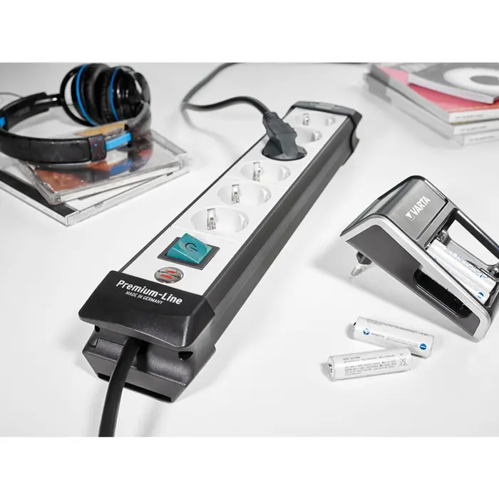 Brennenstuhl Premium-Line, 6-way power strip (black / gray, 5 meters)