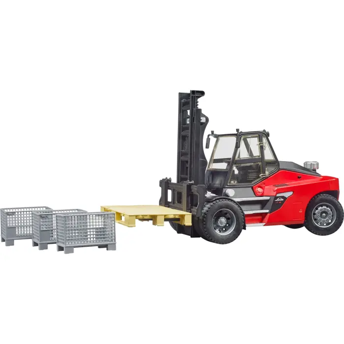 bruder Linde HT160 forklift with pallet, model vehicle (red/black, including 3 lattice boxes)