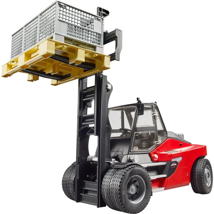 bruder Linde HT160 forklift with pallet, model vehicle (red/black, including 3 lattice boxes)