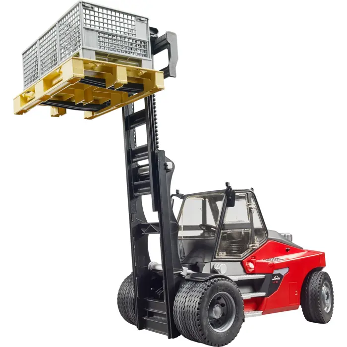 bruder Linde HT160 forklift with pallet, model vehicle (red/black, including 3 lattice boxes)