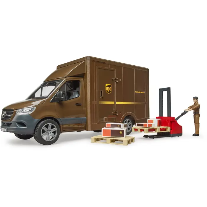 bruder MB Sprinter UPS with driver and accessories, model vehicle (brown)