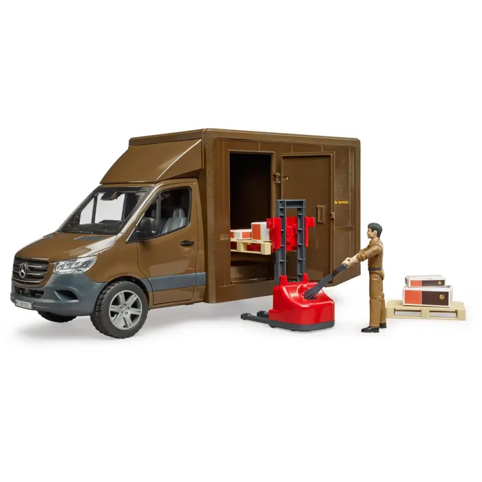 bruder MB Sprinter UPS with driver and accessories, model vehicle (brown)