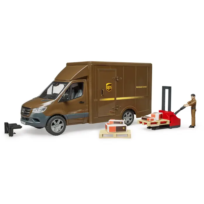 bruder MB Sprinter UPS with driver and accessories, model vehicle (brown)