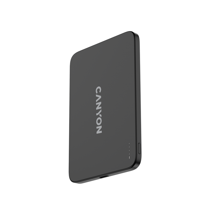 CANYON OnPower 503 Air 3000mAh Ultra-Slim Magnetic Wireless Power Bank, Full Metal Body, 5.8mm Thin Design, USB-C Charging, Dark Grey