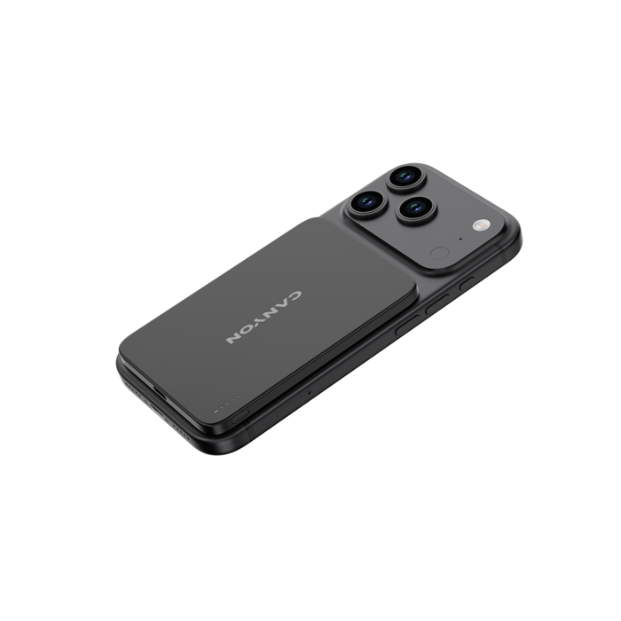 CANYON OnPower 503 Air 3000mAh Ultra-Slim Magnetic Wireless Power Bank, Full Metal Body, 5.8mm Thin Design, USB-C Charging, Dark Grey