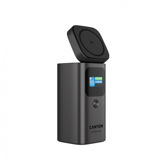 CANYON Qi2 magnetic power bank OnPower 150 15000mAh Aluminium Dark grey