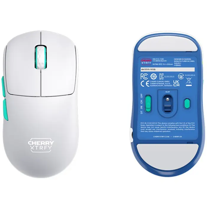 CHERRY XTRFY M68 Wireless, gaming mouse white/turquoise