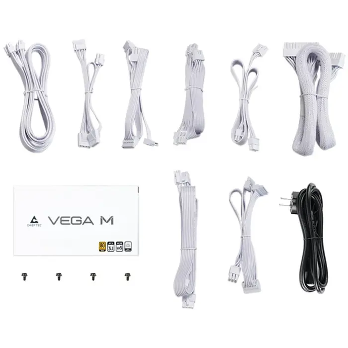 Chieftec Vega M 750W White, PC power supply white, 1x 12 pin high power GPU, 4x PCIe, cable management, 750 watts