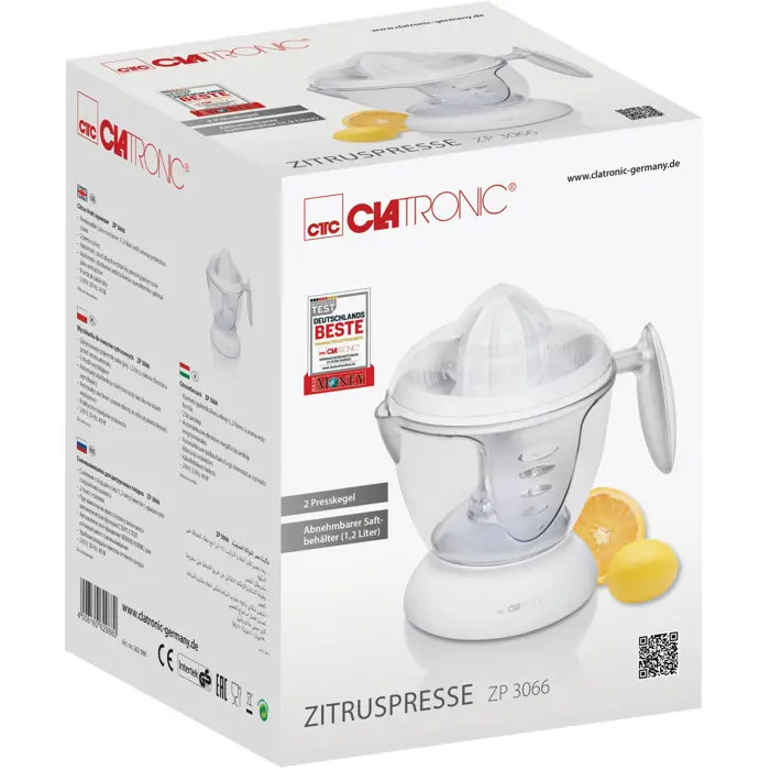 Clatronic citrus press ZP 3066 1,2L 40W white