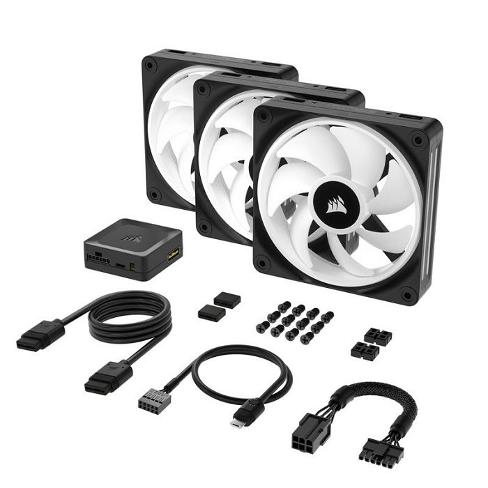 Corsair iCUE LINK QX120 RGB Series, PWM fan, 3-pack incl. RGB controller - 120mm, black, Star CO-9051002-WW