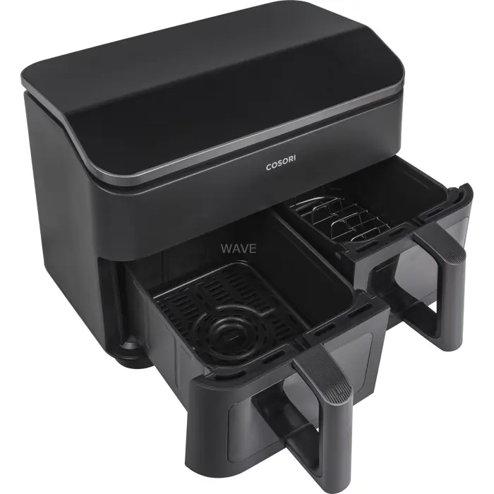 Cosori Dual Basket Hot Air Fryer CAF-R901-AEU black, 1750 watts, 2 baskets of 4.25 liters each, with viewing window