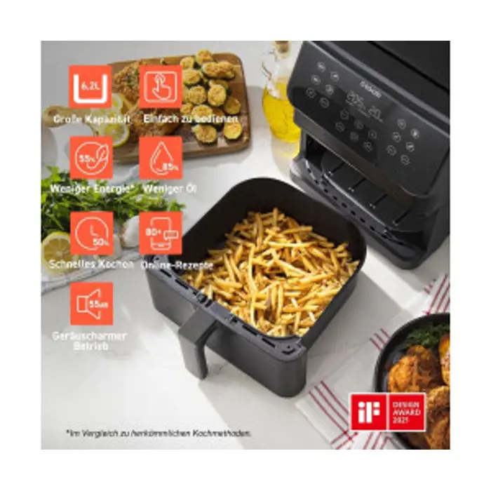 Cosori hot air fryer Premium II Chef Edition CAF-P651-KEUR (black, 1,700 watts, basket 6.2 liters)