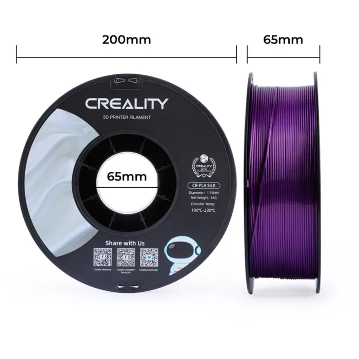 Creality CR-Silk PLA Filament Purple, 3D Filament (1 kg, 1.75 mm, on Roll)