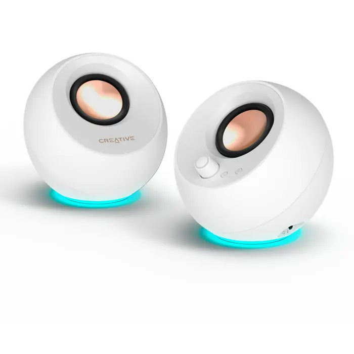 Creative Labs Pebble Pro (white, jack, USB-A/C, Bluetooth, digital amplifier, RGB lighting)