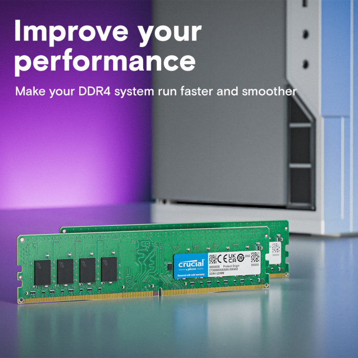 Crucial 16GB DDR4-3200 UDIMM PC4-25600 CL22, 1.2V