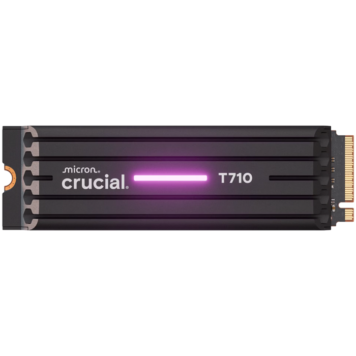 CRUCIAL T710 1TB PCIe Gen5 NVMe M.2 2280 SSD up to 14900 MB/s read and 13700 MB/s write, with heatsink
