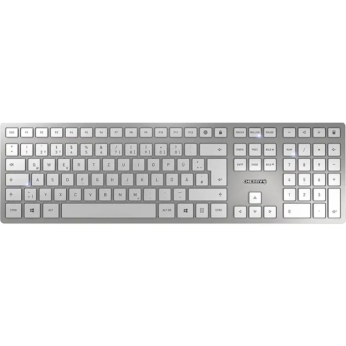DE layout - CHERRY DW 9100 SLIM, desktop set (white/silver, SX scissor technology)