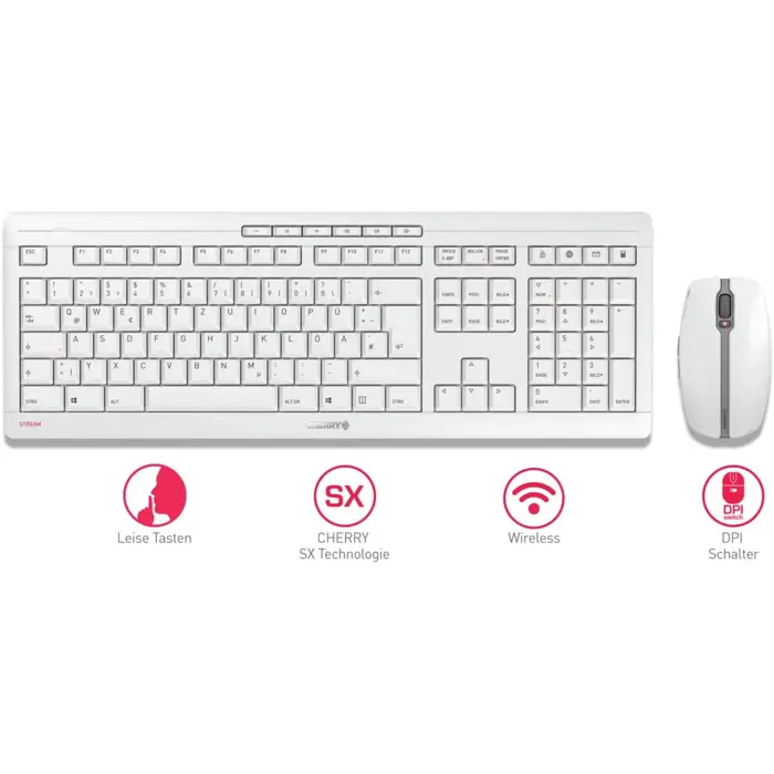 DE layout - CHERRY STREAM DESKTOP, desktop set (grey, SX scissor technology)