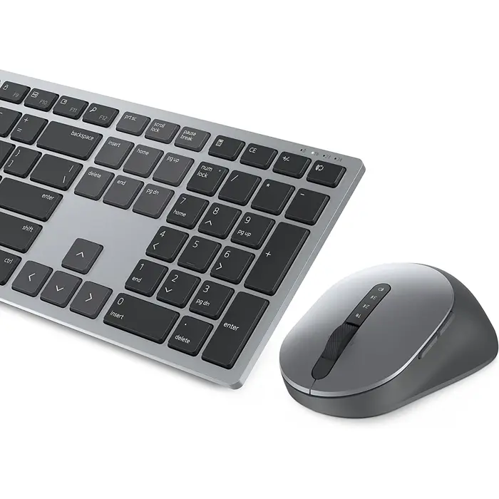 DE Layout - Dell Premier Multi-Device Wireless Keyboard and Mouse (KM7321W) Desktop Set (Titanium/Black, Scissor Mechanics)