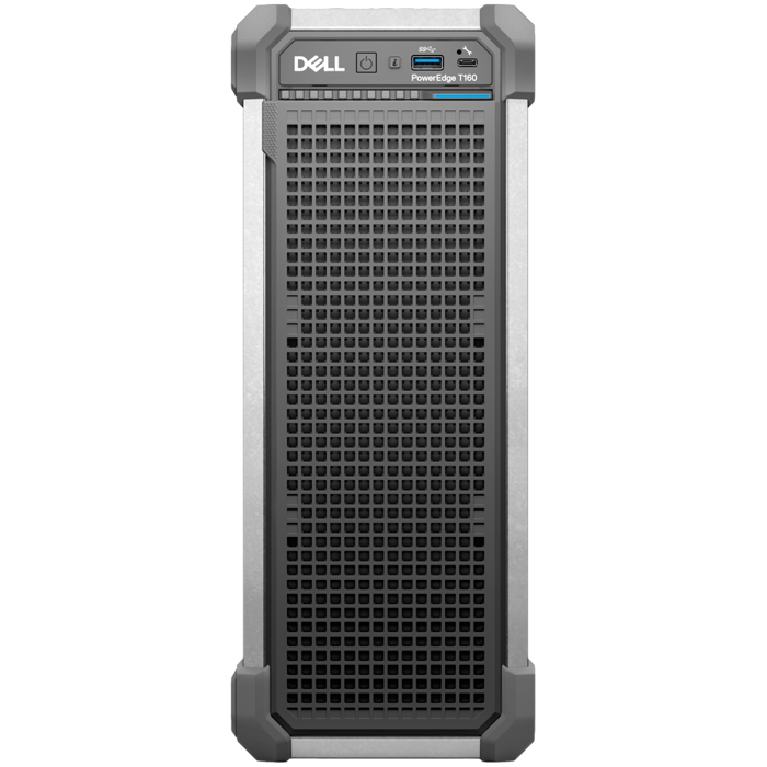 DELL EMC PowerEdge T160, 3x3.5"+2x2.5" SATA, Xeon 6 6315P 2.8G 4C/4T, 16GB UDIMM 5600 ECC, 480GB SSD SATA RI, iDRAC9 Ent, 300W PSU, TPM 2.0 V6, BCM 5720 DP 1GbE, No RAID, No OS, Tower, 3Y