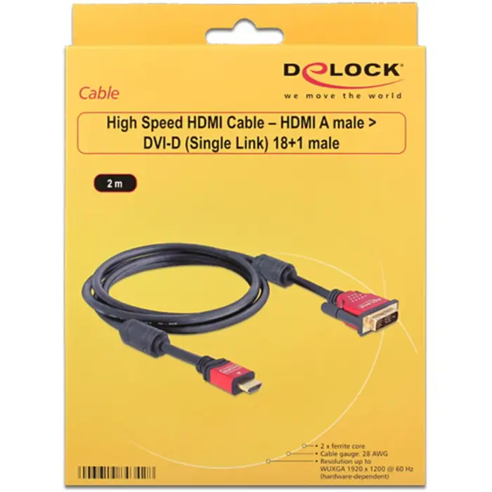 DeLOCK adapter HDMI A St> DVI plug 2 m