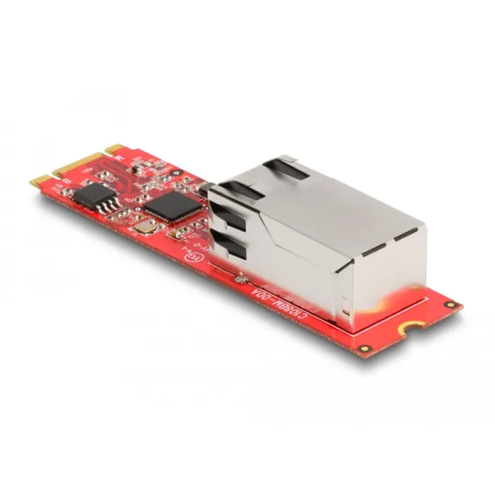 DeLOCK Converter M.2 Key B+M connector to 1 x RJ45 2.5 Gigabit LAN port horizontal, LAN adapter
