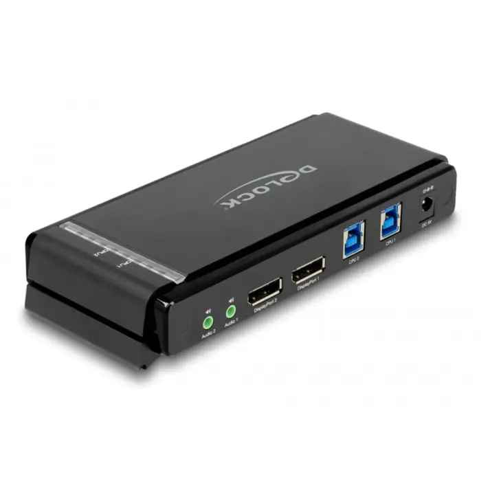 DeLOCK DisplayPort 1.4 KVM Switch, 8K 60Hz, USB 3.2 Gen 1, Audio, KVM Switch (grey/black)