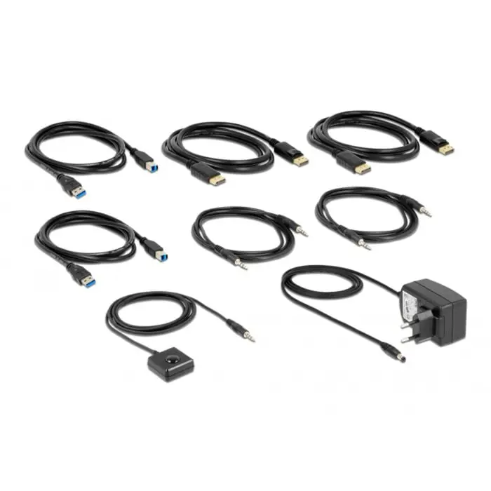 DeLOCK DisplayPort 1.4 KVM Switch, 8K 60Hz, USB 3.2 Gen 1, Audio, KVM Switch (grey/black)