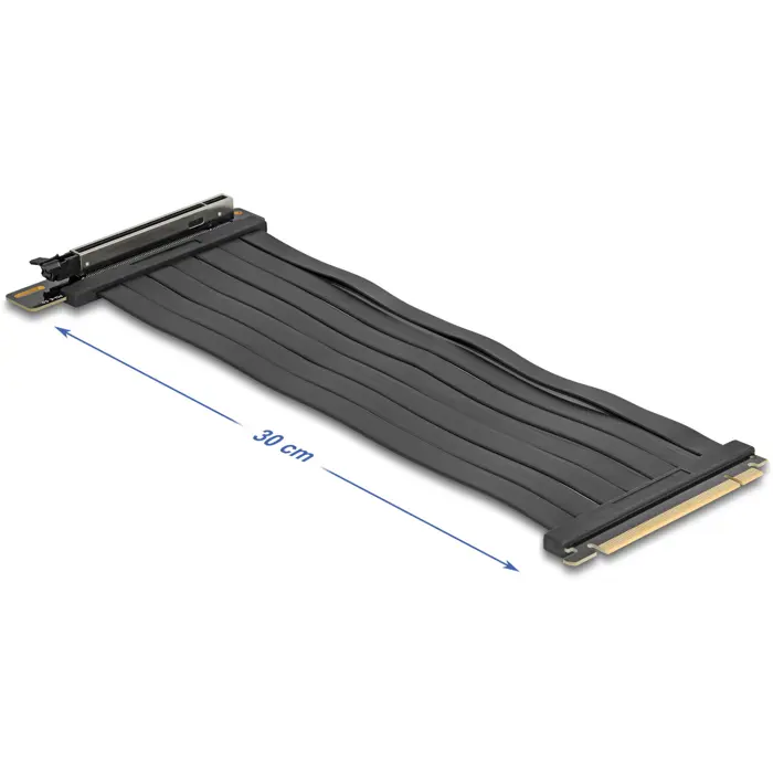 DeLOCK riser card PCI E 5.0 x16>x16 slot 90° with cable 30cm, riser card (black)