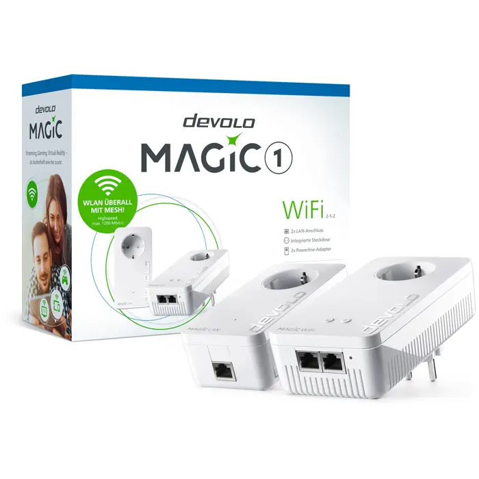 devolo Magic 1 WiFi 2-1-2 Starter Kit, Powerline (two adapters)