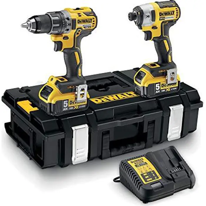 DeWALT cordless hammer drill DCK266P2 set, 18V, 2-piece. (yellow / black, tough box, 2x battery 5Ah incl. cordless impact wrench)